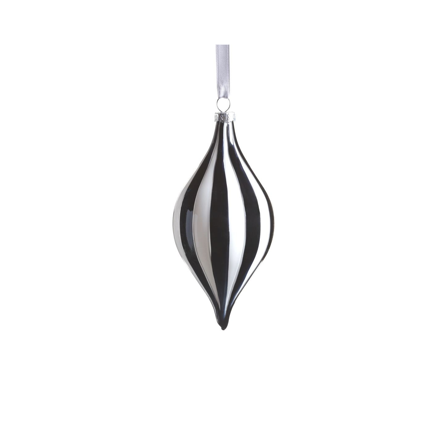 Twilight Stripe Glass Ornament - Black and White
