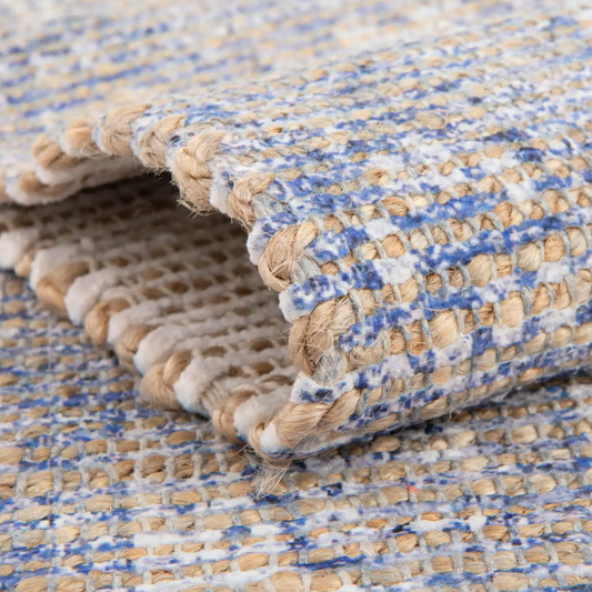 Blue 2' 2 x 8' Chenille Jute Runner Rug