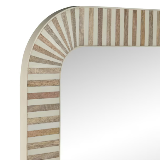 Wood and Bone Inlay Rectangular Mirror
