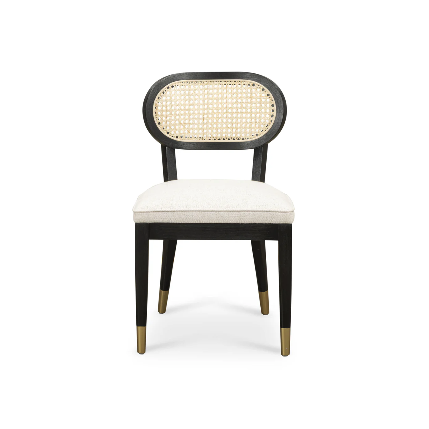 Cosette Black Dining Chair in Cream Performance Linen