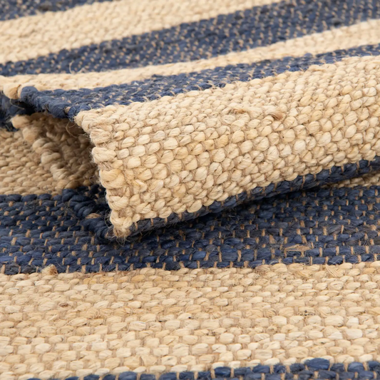 Navy Ivory 2' 2 x 8' Braided Jute Runner Rug