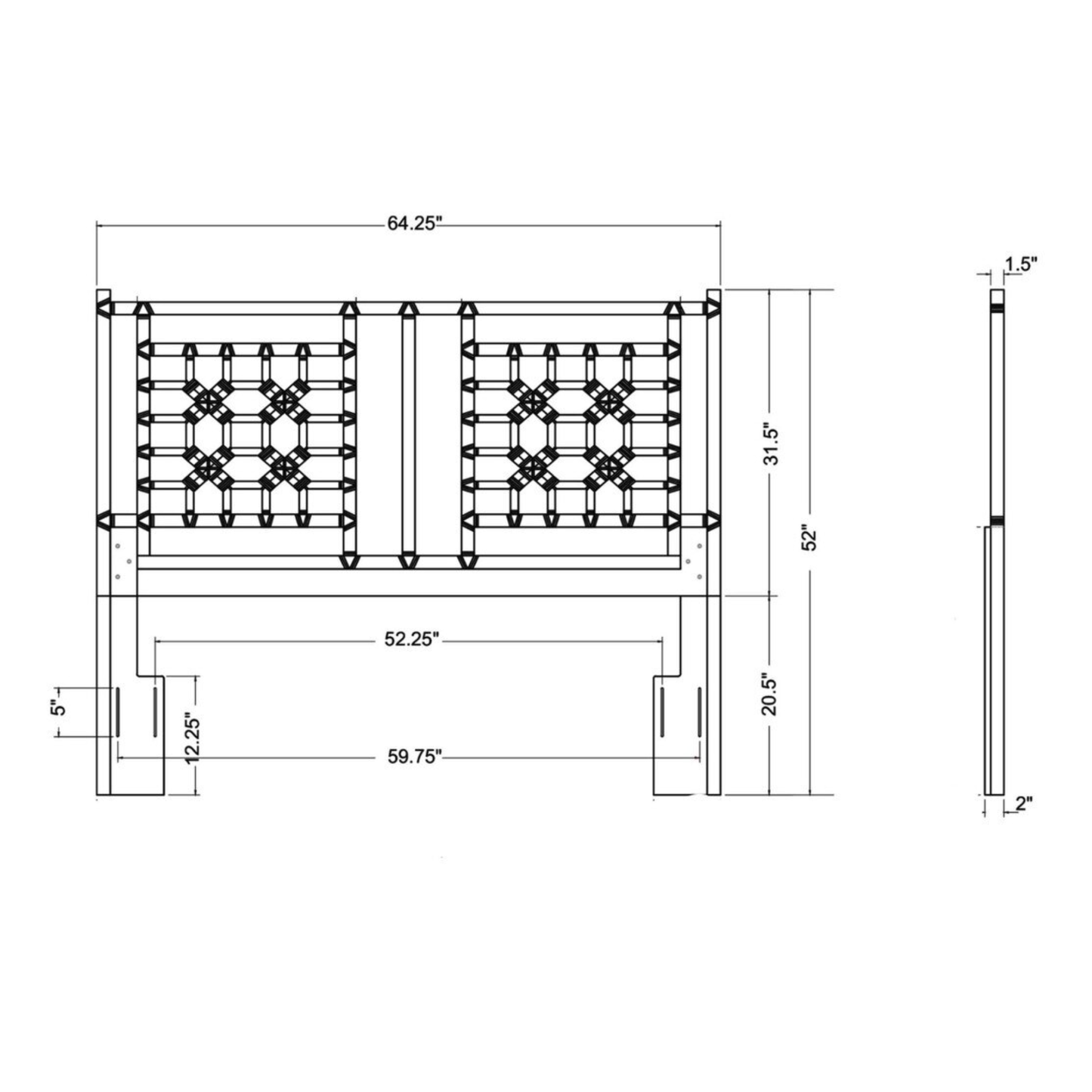 Queen Lattice Headboard - Navy