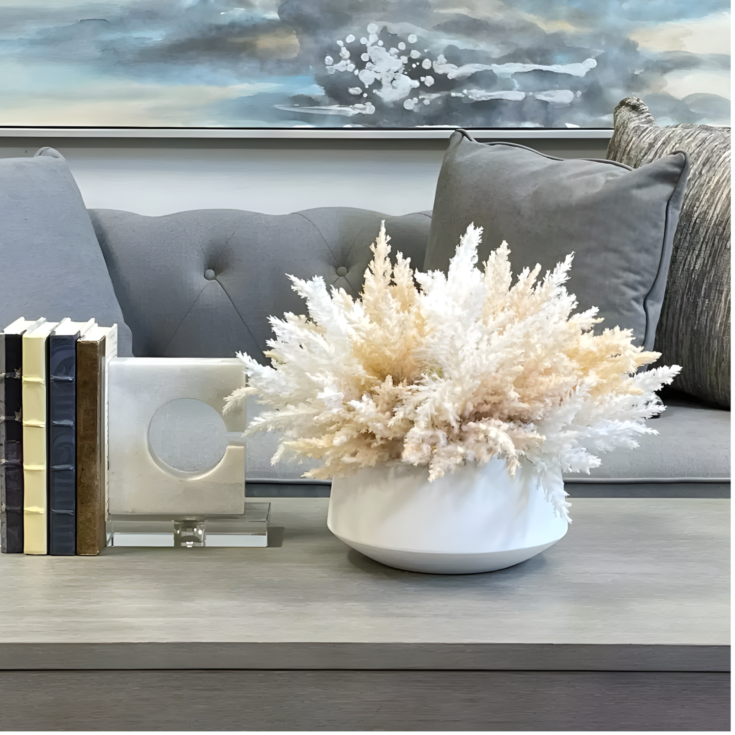 Assorted Pampas in Ceramic Bowl