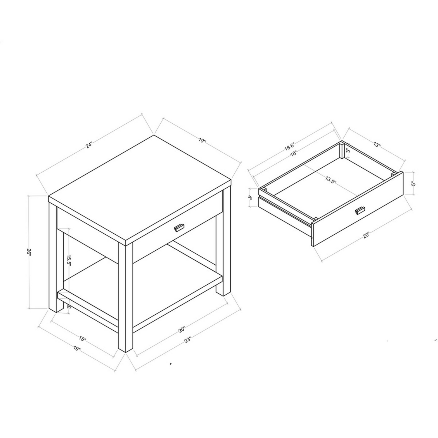 Gia Raffia Single Drawer Nightstand