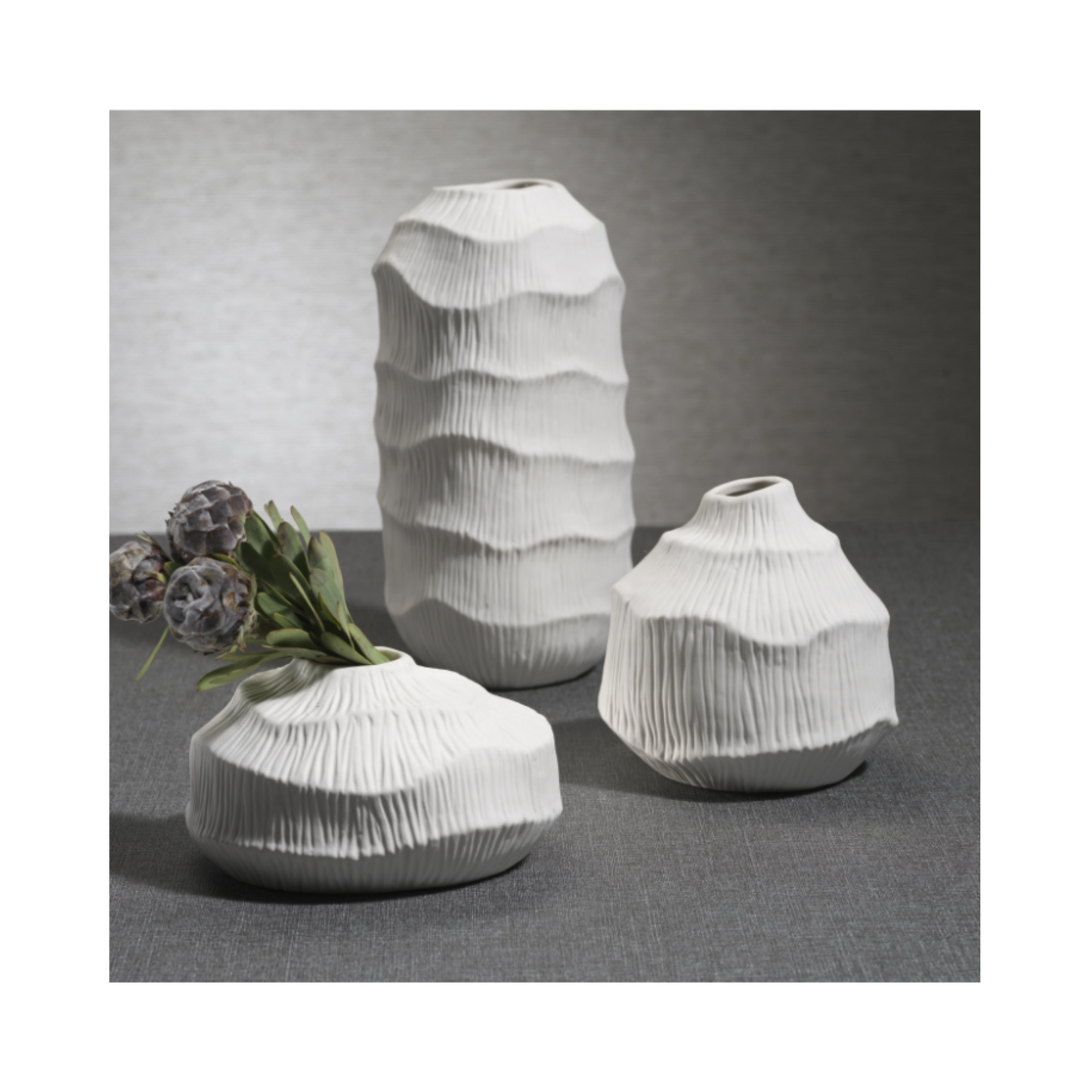 Textured Matte White Porcelain Vase