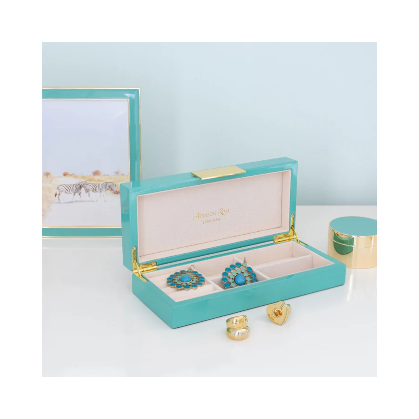 Turquoise Jewellery Box with Gold 4X9