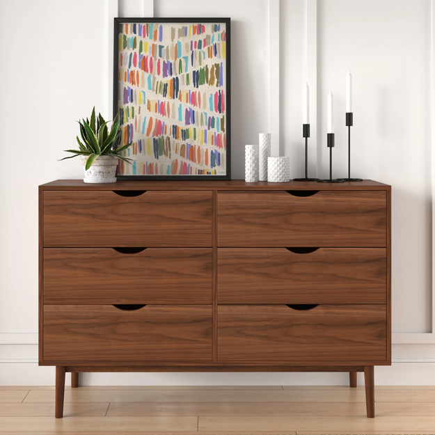 Analise 6-Drawer Double Dresser - Walnut