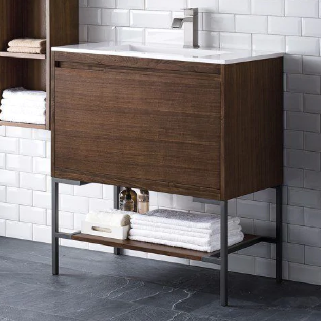 31.5" Milan Single Vanity, Mid-Century Walnut