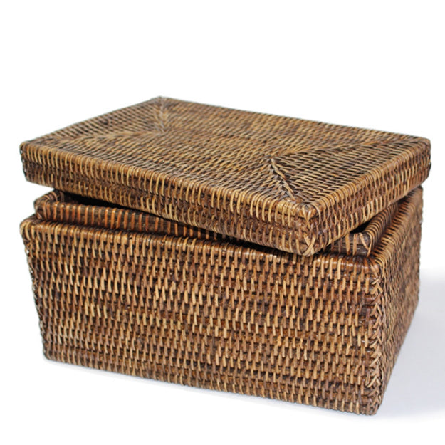 Rectangular Storage Box w/ Lid 11.5", Antique Brown