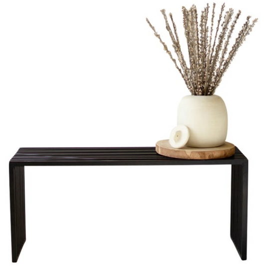 Slatted Black Metal Bench
