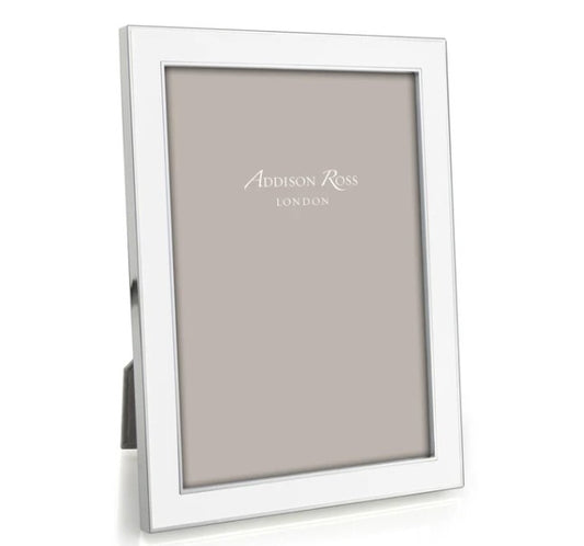 Silver Trim, White Enamel photo frame 8" x 10"