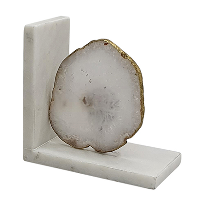 White Agate & Marble Bookends