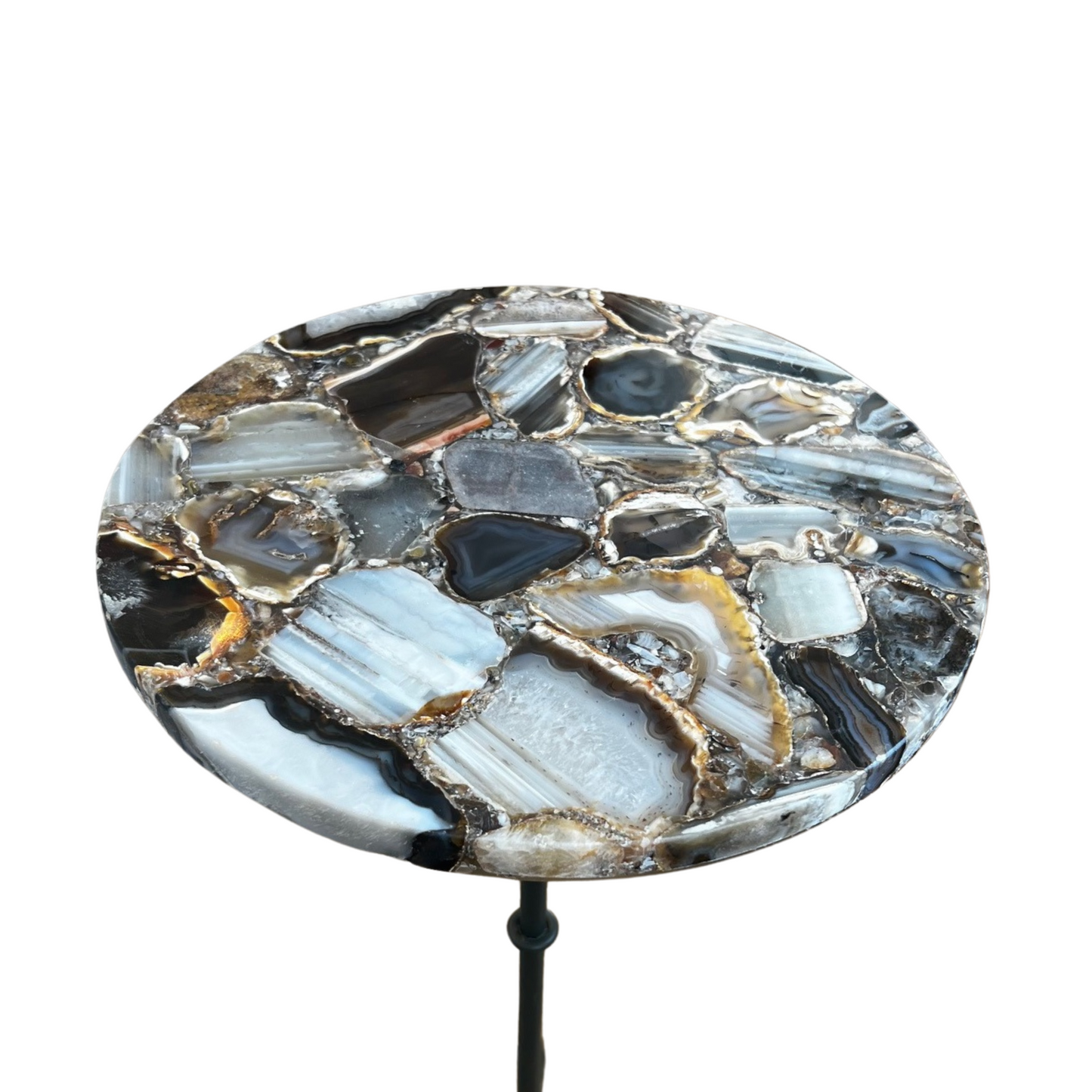 Agate Side Table with Black Base