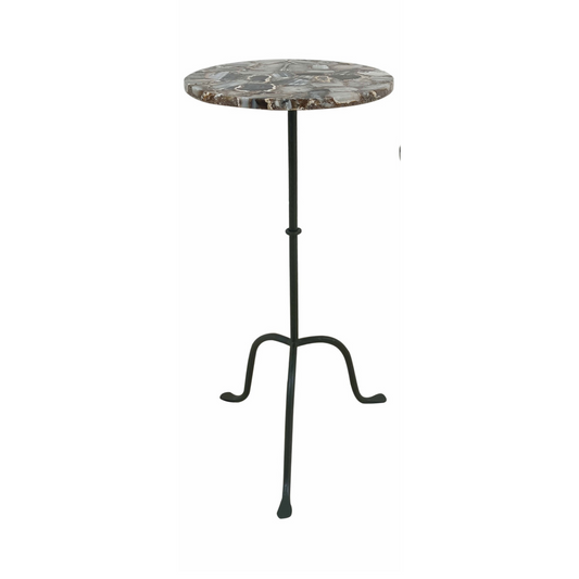 Agate Side Table with Black Base