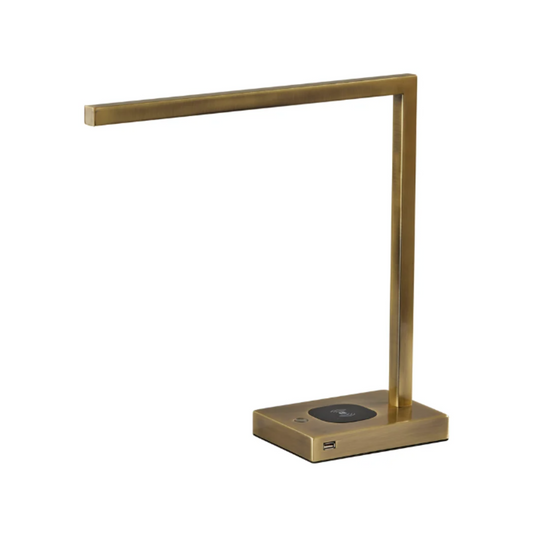 Aidan LED Desk Lamp Brass (Wireless Charge)