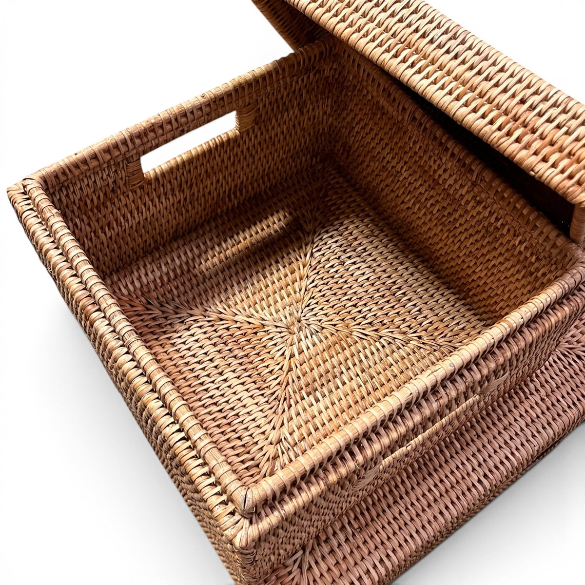 Square Storage Basket w/ Lid, Natural