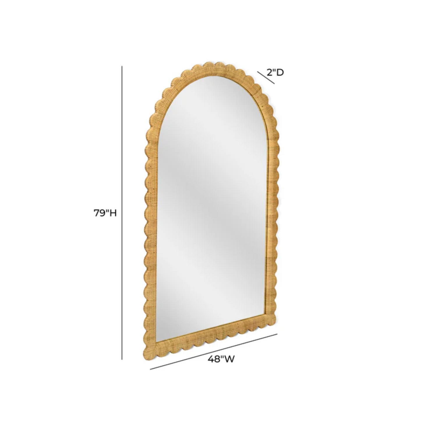 Bama 48" x 79" Jumbo Natural Rattan Arched Wall Mirror