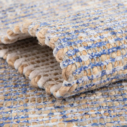 Blue 2' 2 x 8' Chenille Jute Runner Rug