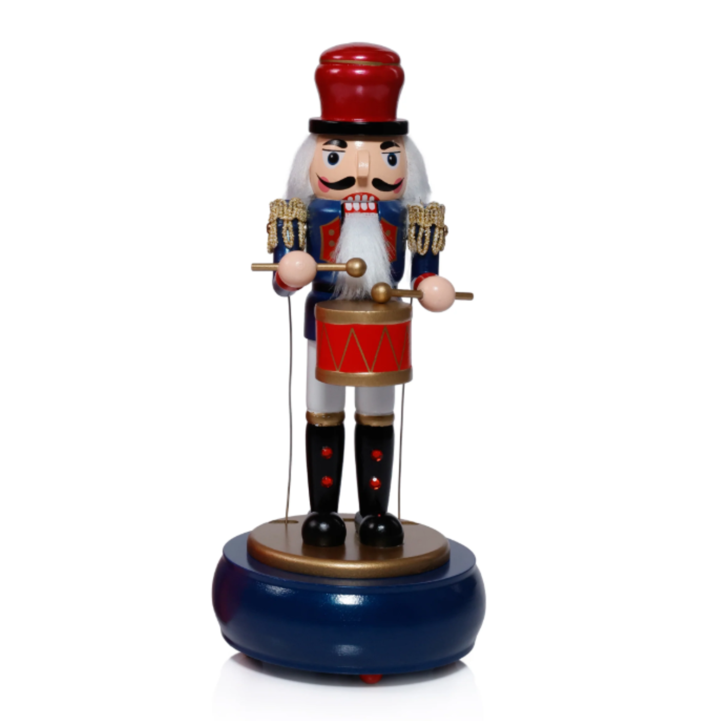 Blue Nutcracker Melody Music Box with Round Base in Gift Box