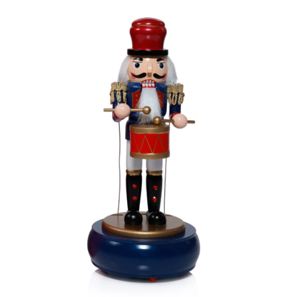 Blue Nutcracker Melody Music Box with Round Base in Gift Box
