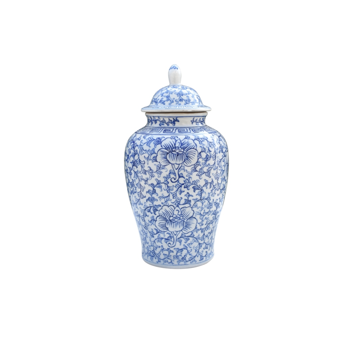 10" Blue and White Hand Painted Ginger Jar