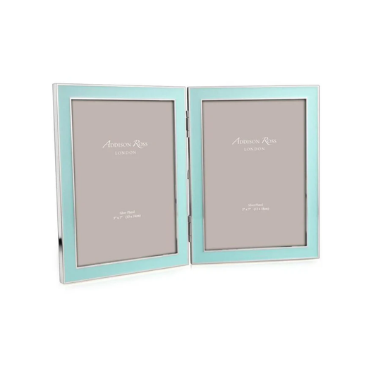 Blue Enamel & Silver Double Frame 5x7