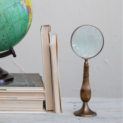Brass & Bone Magnifying Glass on Stand