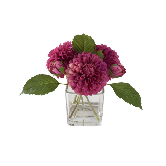 Burgundy Dahlias in Tealight Vase