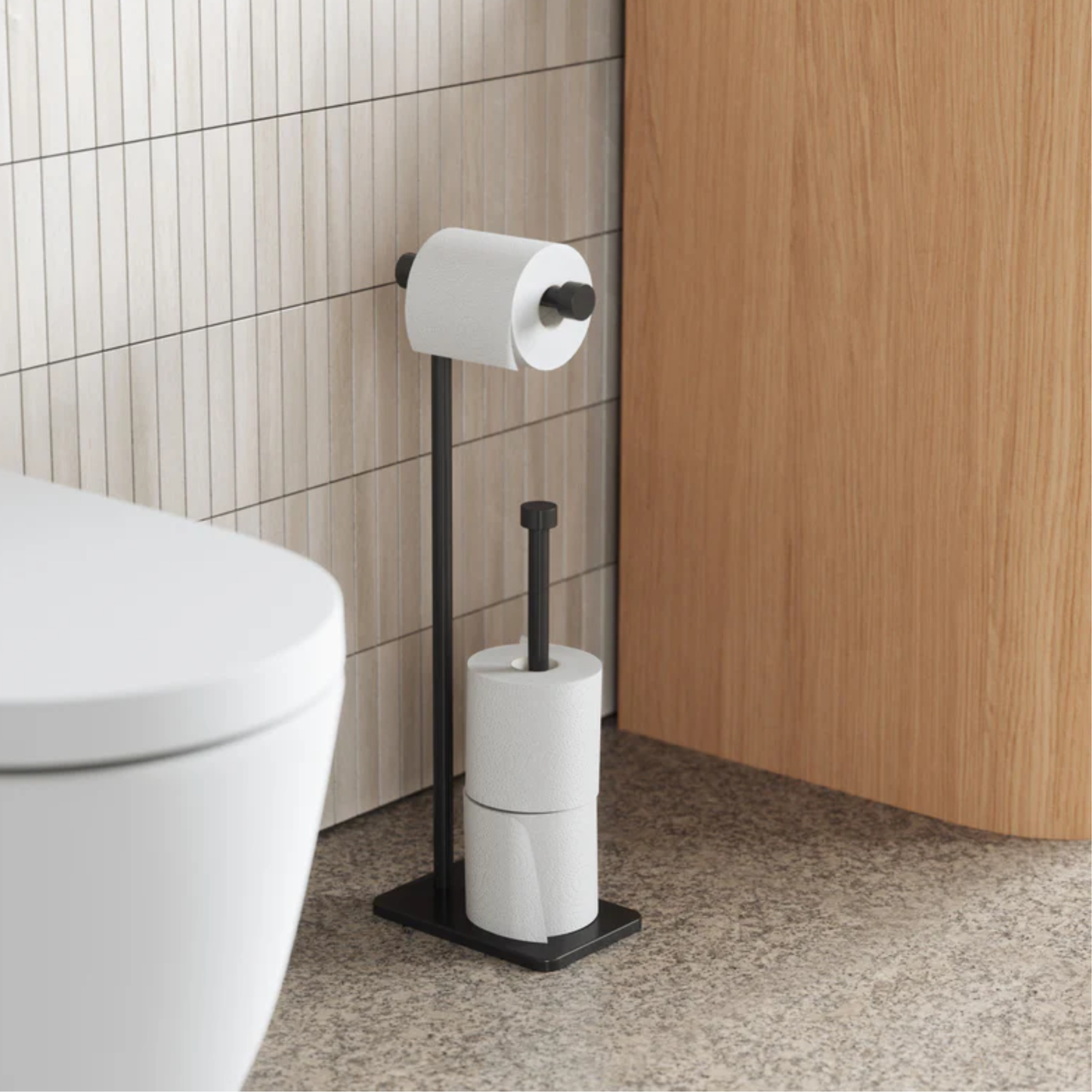 Cappa Toilet Paper Holder & Reserve - Black