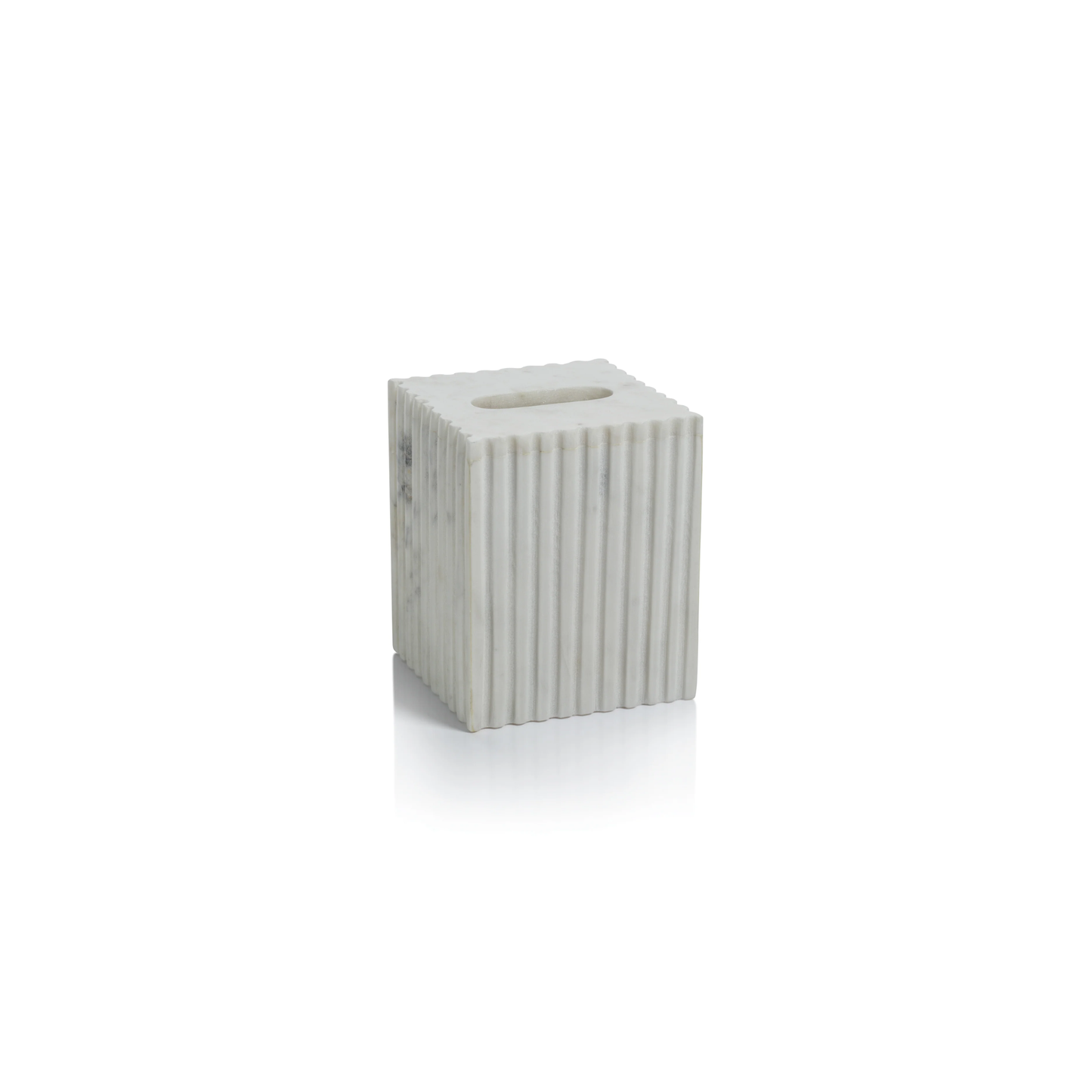 Camogli Fluted White Marble Tissue Box