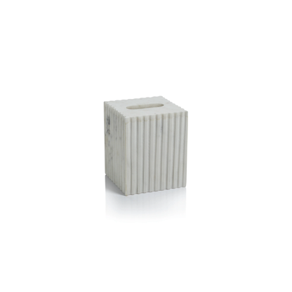 Camogli Fluted White Marble Tissue Box