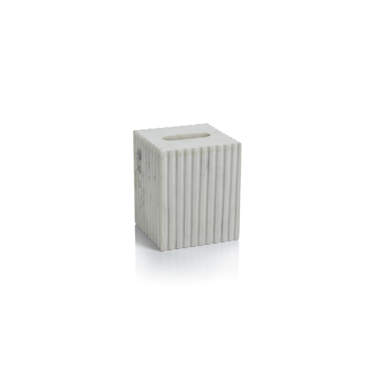 Camogli Fluted White Marble Tissue Box