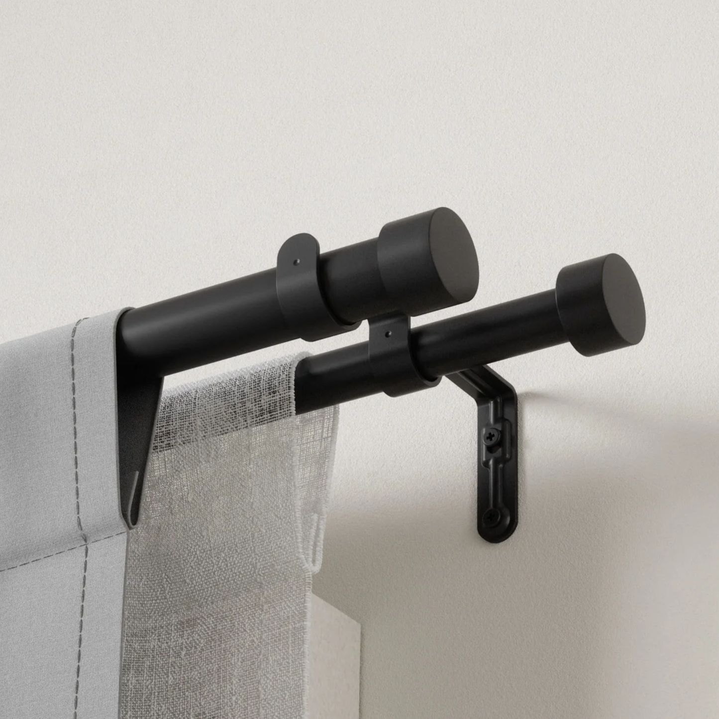 Cappa Double Curtain Rod 66" - 120" - Black