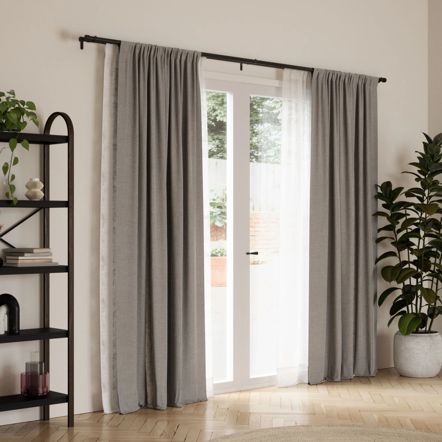Cappa Double Curtain Rod 66" - 120" - Black