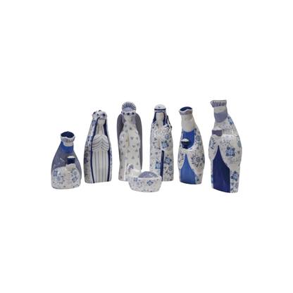Blue & White Ceramic Nativity Set