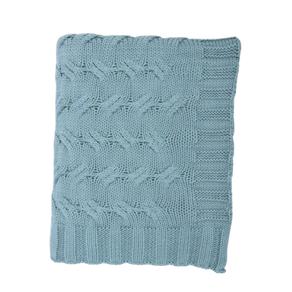 Chunky Cable Blue Daisy - Organic Combed Cotton Throw
