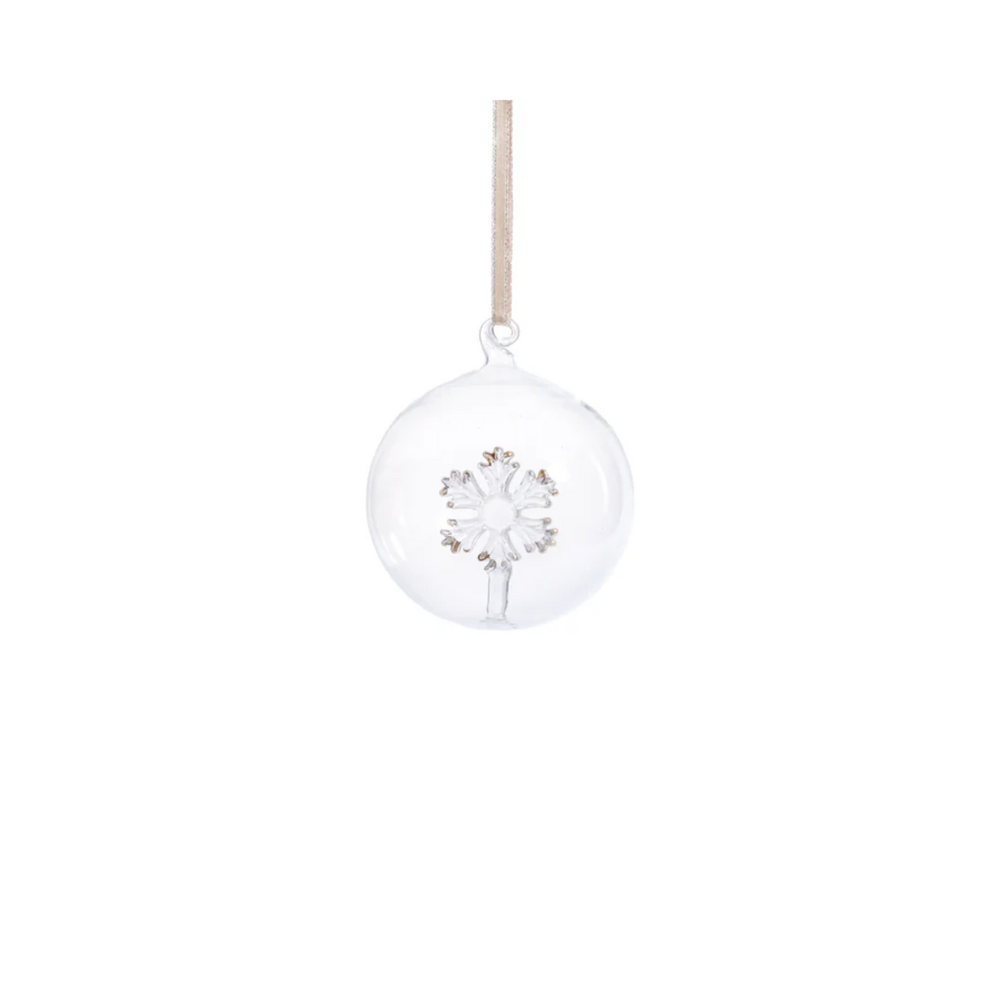 Clear Glass Ball Ornament with Snowflake Inside