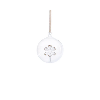 Clear Glass Ball Ornament with Snowflake Inside