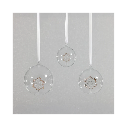 Clear Glass Ball Ornament with Snowflake Inside
