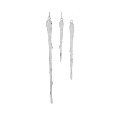 Clear Glass Icicle Ornaments - Set of Three