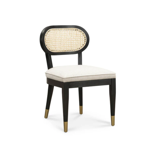 Cosette Black Dining Chair in Cream Performance Linen