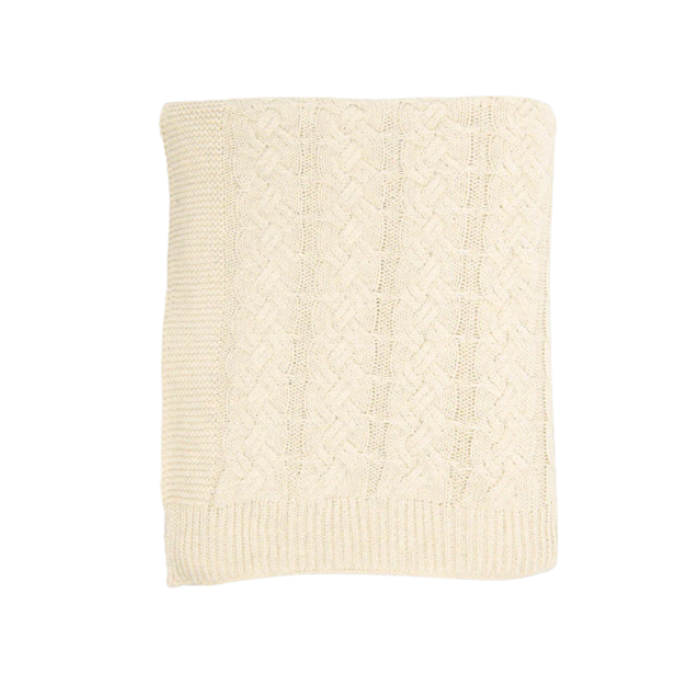 Double Cable Natural Mel - Organic Combed Cotton Throw