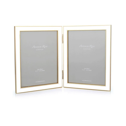 White Enamel & Gold Double Frame
