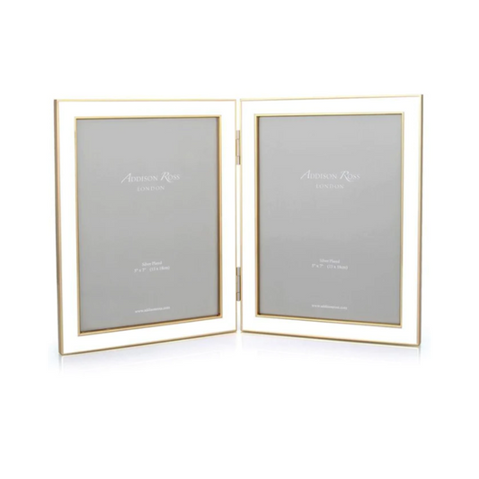 White Enamel & Gold Double Frame