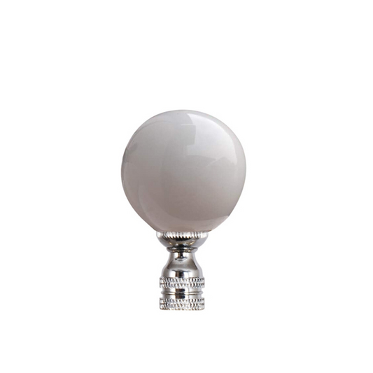 White Porcelain Finial, Silver - XL