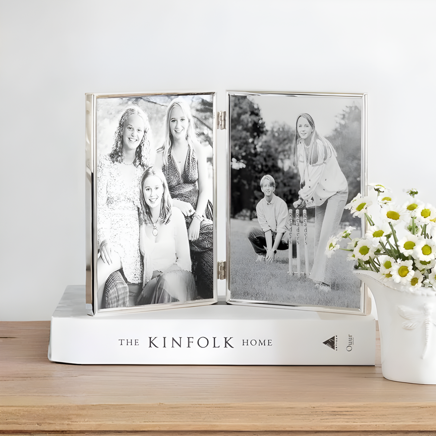 Fine Edged Silver Double Photo Frame 5X7