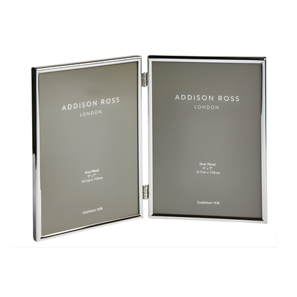 Fine Edged Silver Double Photo Frame 5X7