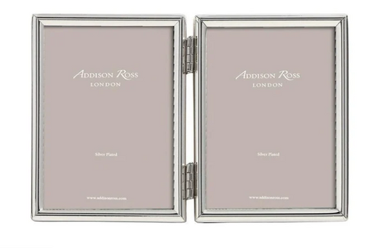 Fine Edged Silver Double Photo Frame 4x6