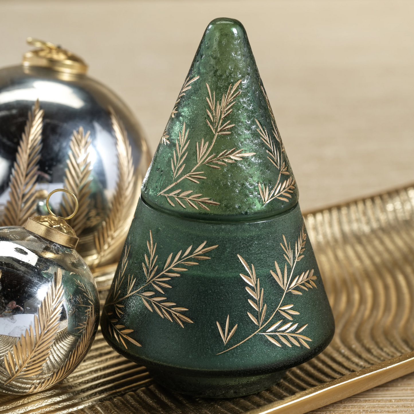 Gilded Leaf Vintage Glass Jar Candle