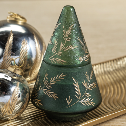 Gilded Leaf Vintage Glass Jar Candle